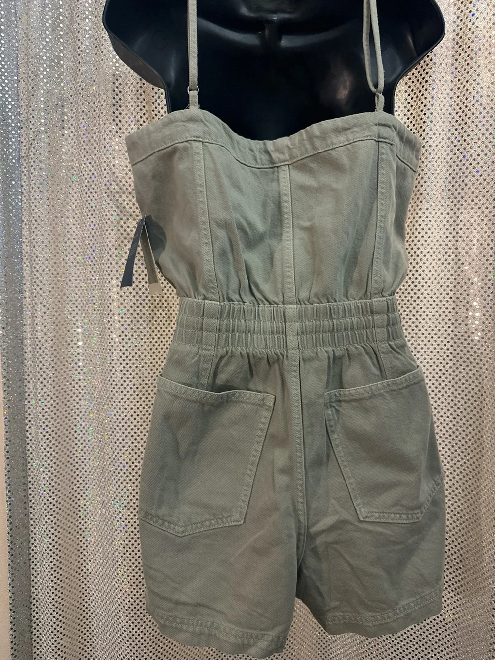 Universal Thread Khaki Green Drawstring Romper’s - Picture 4 of 4